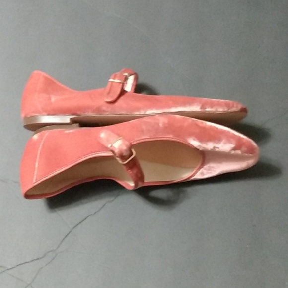 J Crew Pink Velvet Ballerina Maryjane Flat Shoes Size 8 - Picture 7 of 13